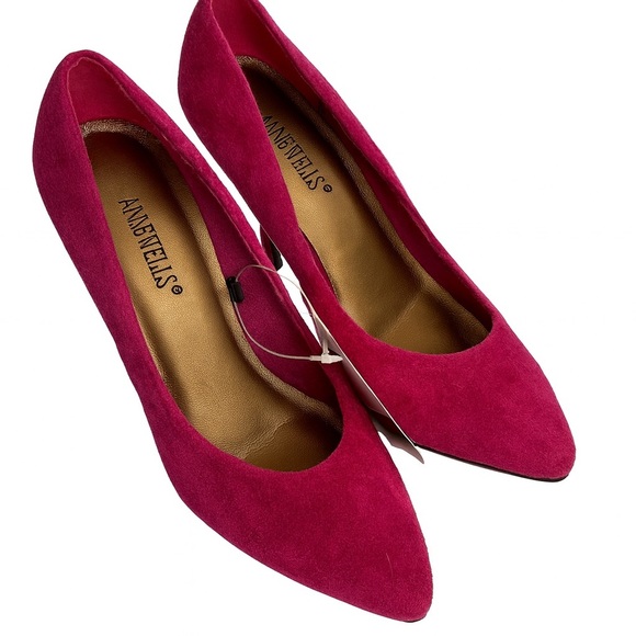 Anne Wells Women’s Bright Pink Suede Pumps – Size 7.5M (NWT) Vintage Leather - Picture 6 of 7